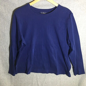 Womens L.L. Bean Shirt Closet Staple Basic Blue Capsule Wardrobe Cotton Casual